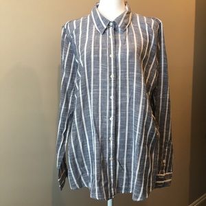Crown & Ivy Gauzy Chambray Stripe Blouse